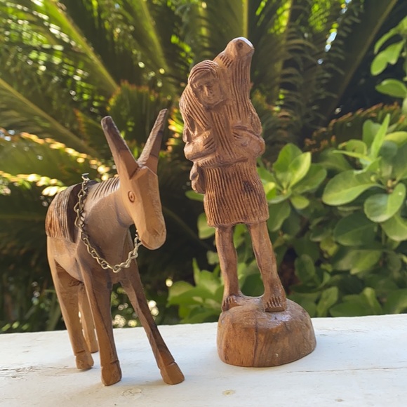 COPY - Vintage Wood the Good Shepherd and Donkey